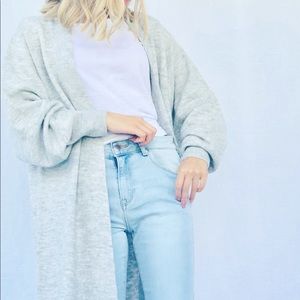 Long gray cardigan. New